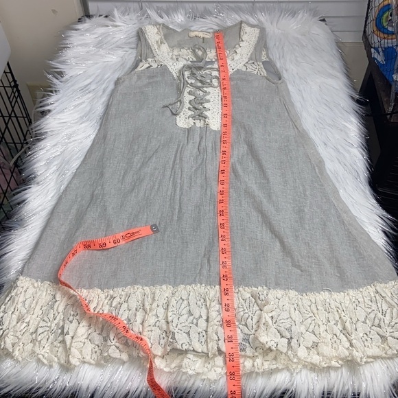A'Reve Gray and Off White Lace Sleeveless Cottagecore Dress size Small - Picture 16 of 17